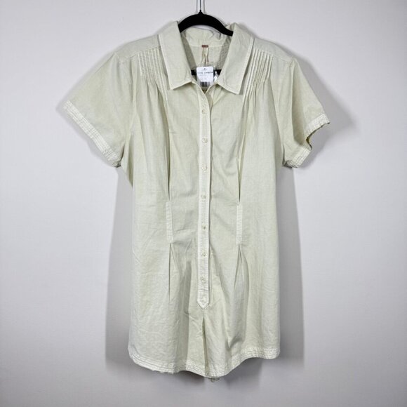 Free People Romper Button Up Women Ivory Tofu Cotton Jumpshorts Size XL - Picture 3 of 12